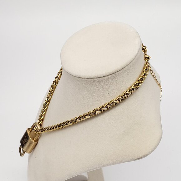 Authentic Louis Vuitton Gold Padlock w/ Unbranded Fashion Stainless Steel Chain - Picture 5 of 7